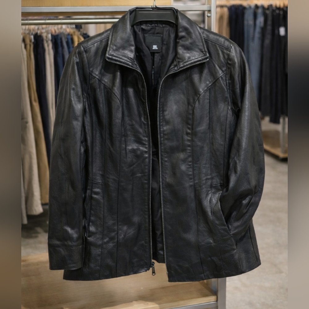 Womens East 5th   Black Leather Jacket‎ Large